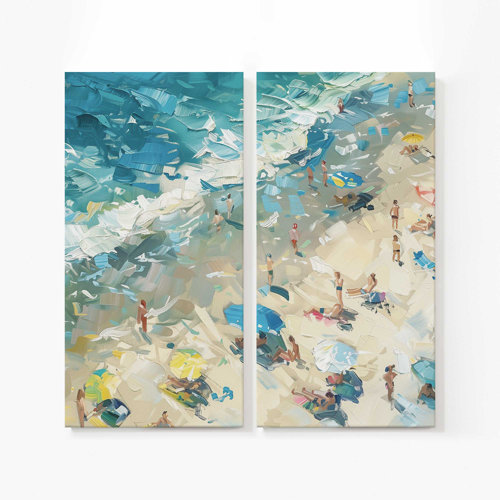 Frametolia Coastal Harmony 2 Panel Split Large Canvas Print
